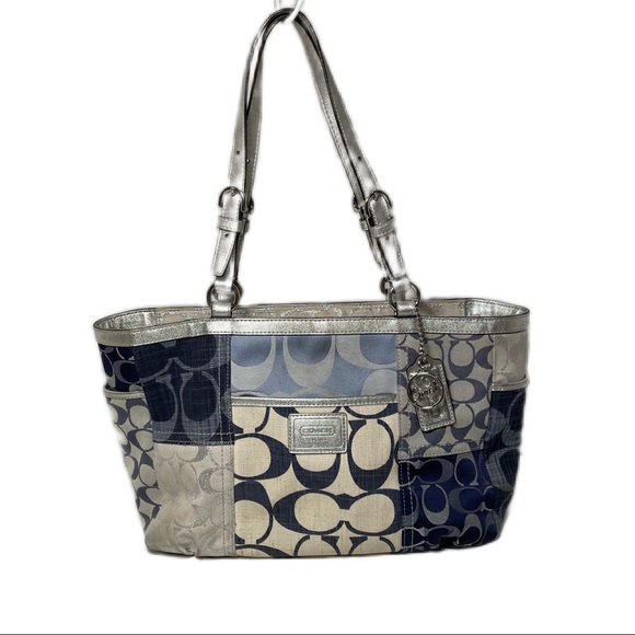 Coach Handbags - COACH Signature C Blue Silver Patchwork Bag